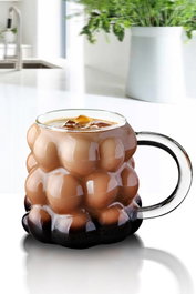 Hermia C-CFT-12 Vaso de cristal con asa de uva, 100% vidrio borosilicato, transparente